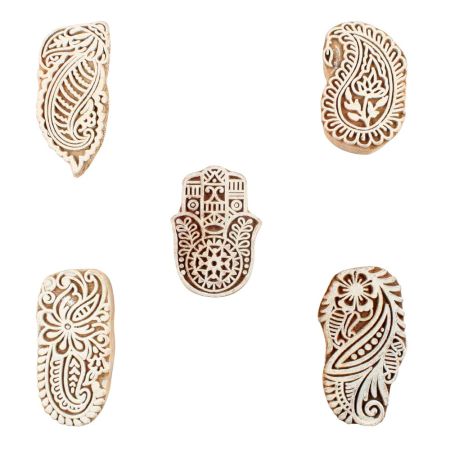 Set of 5 Piece New Mix Wooden Printing Blocks